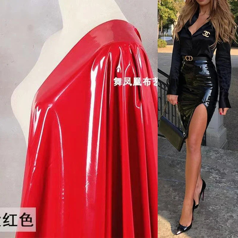 Eleganter Kunstleder-Bleistiftrock mit Reißverschluss – Sexy High-Stretch Rock in Schwarz, Rot oder Blau